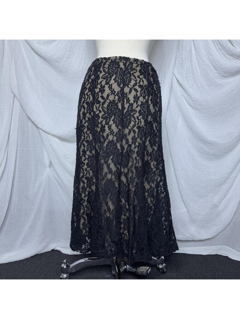 Ashley Blue Black Lace Skirt Size L